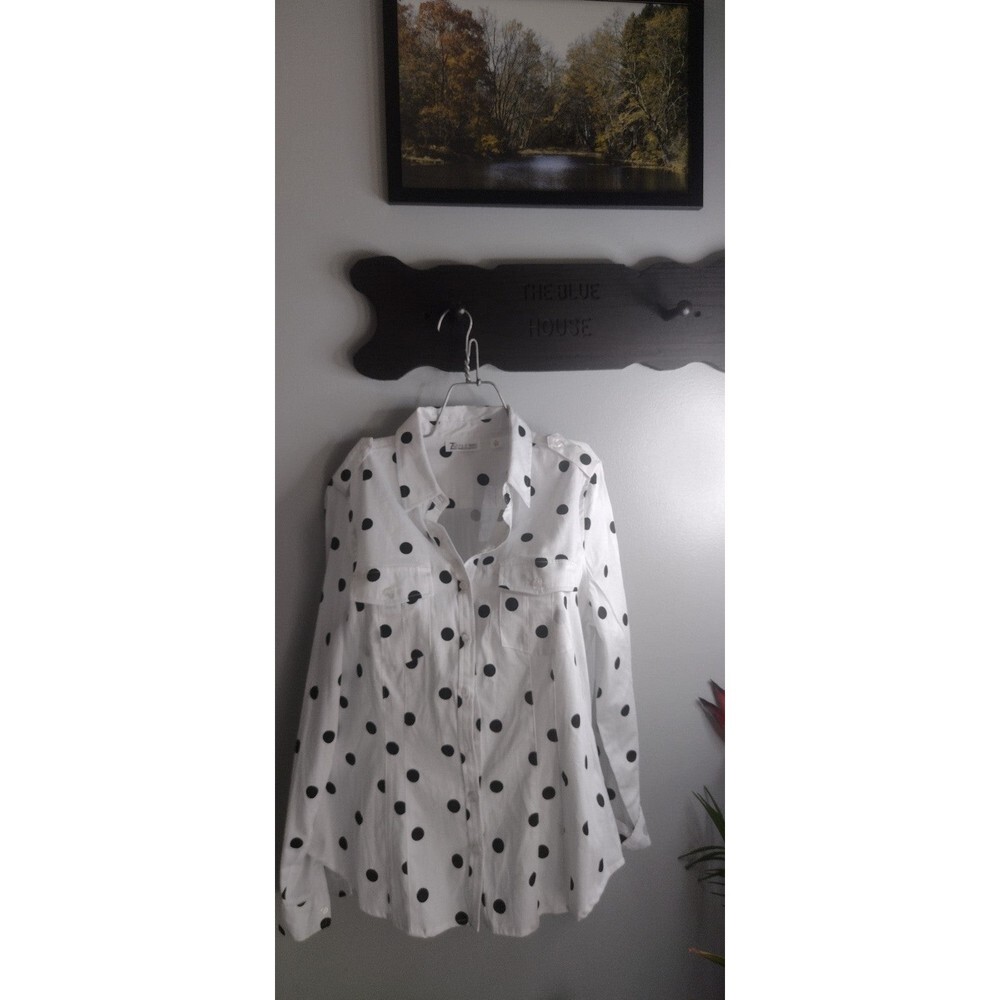 7th avenue New York &Company Black & White Polka Dot Blouse